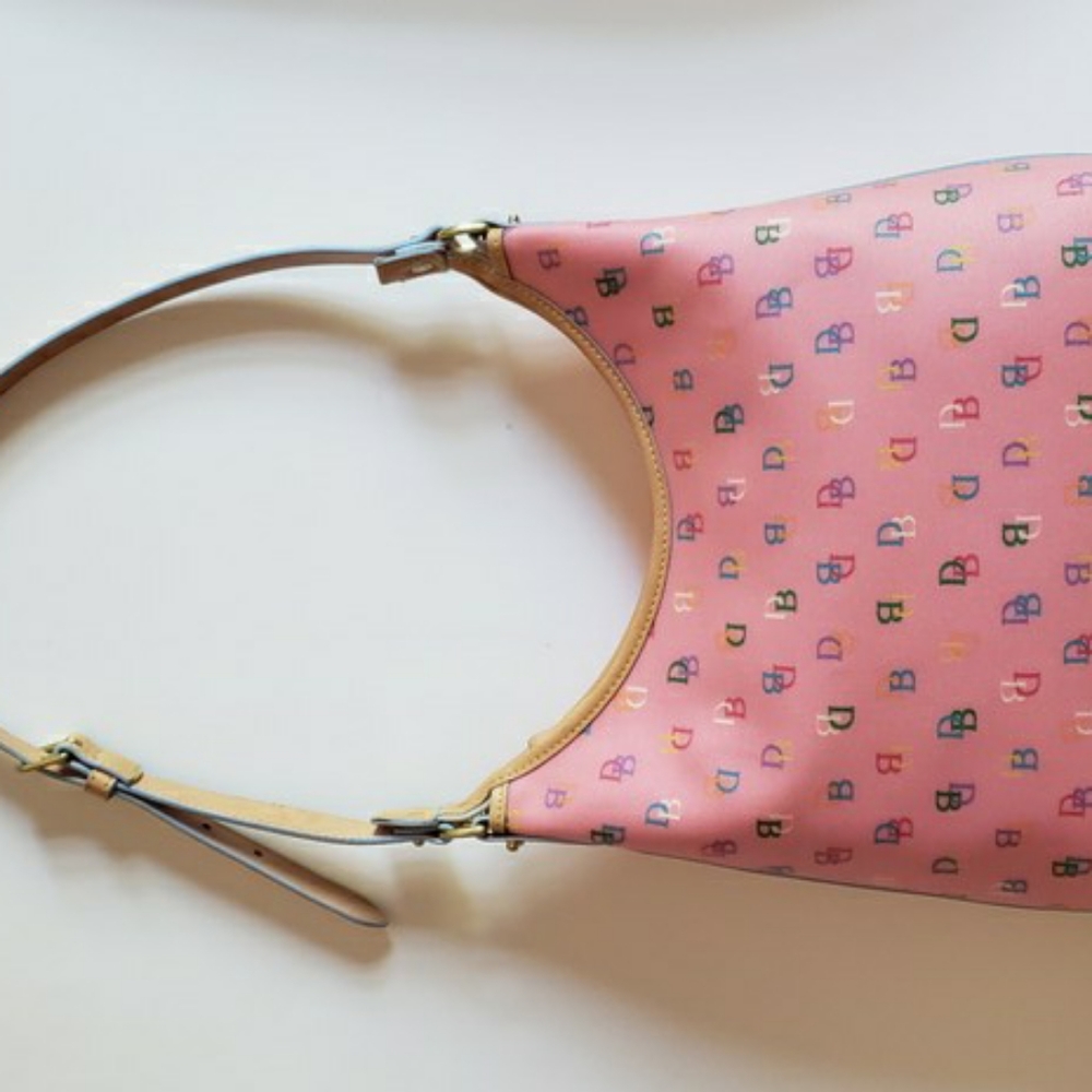 Dooney & Bourke Large Hobo in bubblegum pink with repeating logo
